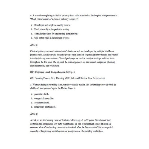 Pediatric Nursing The Critical Components of Nursing Care 2e TEST BANK