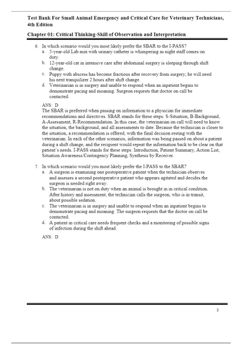 Small Animal Emergency and Critical Care for Veterinary Technicians 4e Test Bank