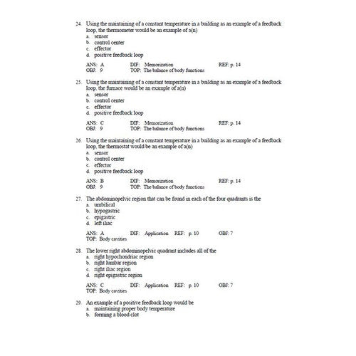 Memmlers Structure & Function of the Human Body 12th Edition Test Bank