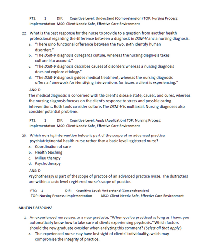 Varcarolis Foundations of Psychiatric Mental Health Nursing 9th Edition Test B