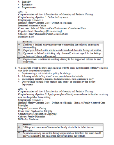 Safe Maternity and Pediatric Nursing Care 3rd Edition Test Bank