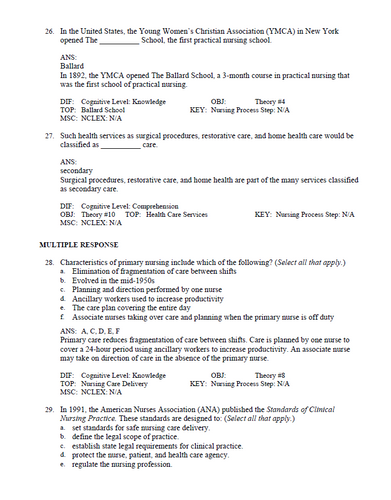 Fundamental Concepts and Skills for Nursing 7th Edition Williams Test Bank