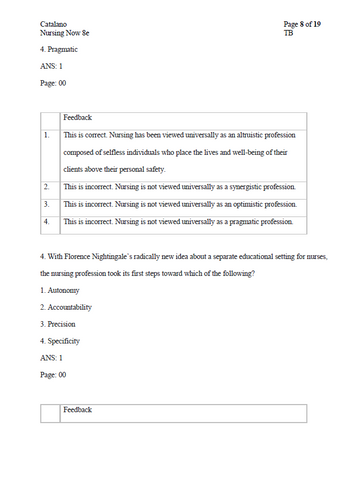 Nursing Now Today's Issues, Tomorrows Trends 8th Edition TEST BANK