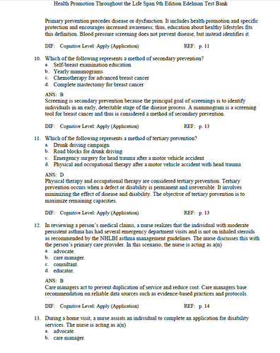 Health Promotion Throughout the Life Span 9th Edition TEST BANK