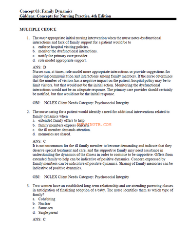 Concepts for Nursing Practice 4th Edition Giddens Test Bank