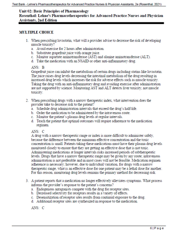 Lehne's Pharmacotherapeutics 2nd Edition Test Bank
