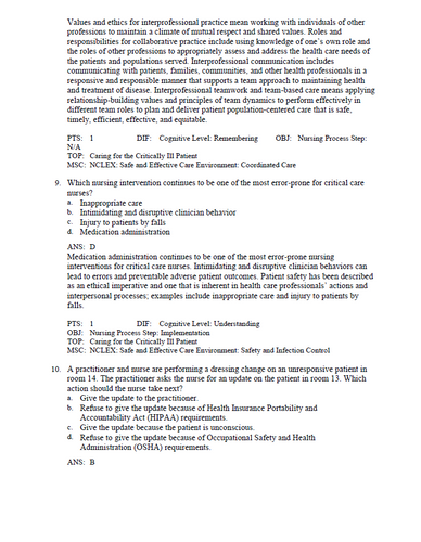Priorities in Critical Care Nursing 8th Edition Urden TEST BANK