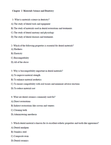 Clinical Aspects of Dental Materials 5th Edition Test Bank