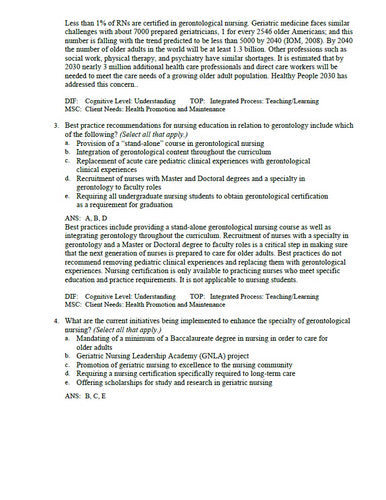 Toward Healthy Aging Human Needs and Nursing Response 11th Edition Test Bank