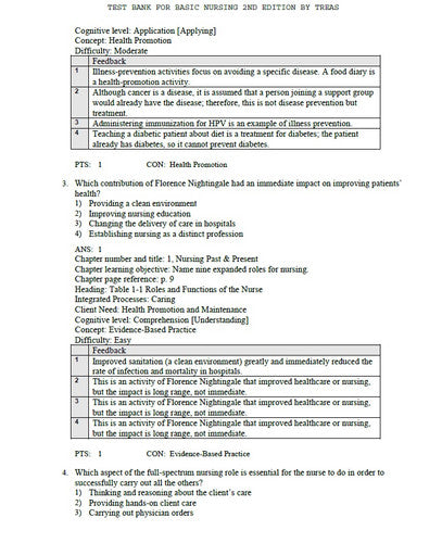 Basic Nursing Thinking Doing and Caring 2nd Edition TEST BANK