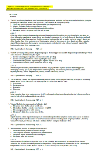 Introduction to Clinical Pharmacology 10th Edition Visovsky TEST BANK