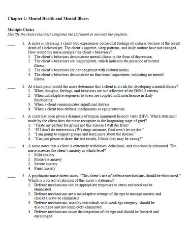 Essentials of Psychiatric Mental Health Nursing 8th Edition Townsend TEST BANK