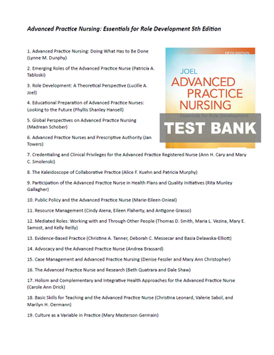 Advanced Practice Nursing Essentials for Role Development 5th Edition TEST BANK