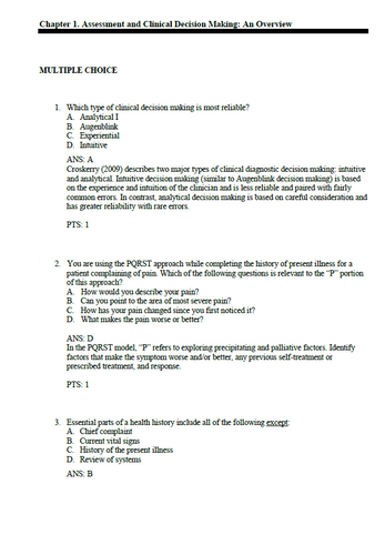 Advanced Assessment Interpreting Findings 5th Edition TEST BANK