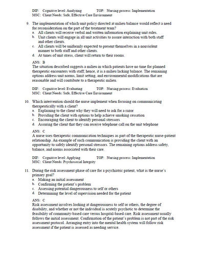 Keltners Psychiatric Nursing 9th Edition TEST BANK