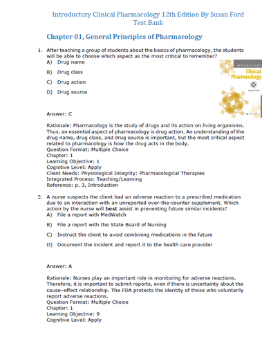 Introductory Clinical Pharmacology 12th Edition TEST BANK