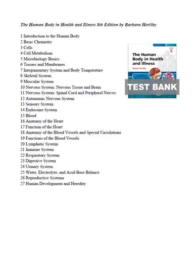 The Human Body in Health and Illness 8th Edition Test Bank