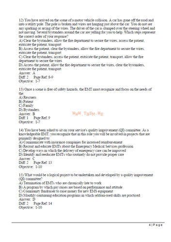 Prehospital Emergency Care 11th Edition Mistovich TEST BANK