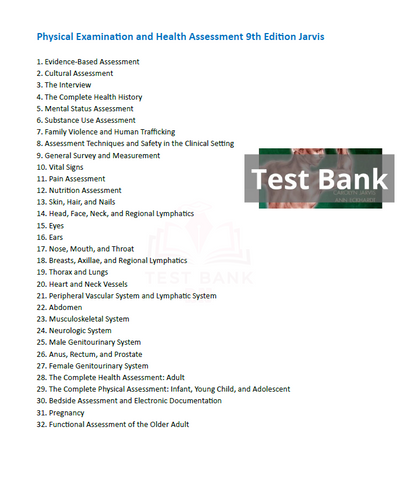 Physical Examination and Health Assessment 9th Edition Jarvis TEST BANK