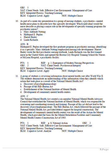 Psychiatric Nursing Contemporary Practice 7th Edition TEST BANK