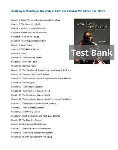 Anatomy & Physiology The Unity of Form and Function 9th Edition TEST BANK