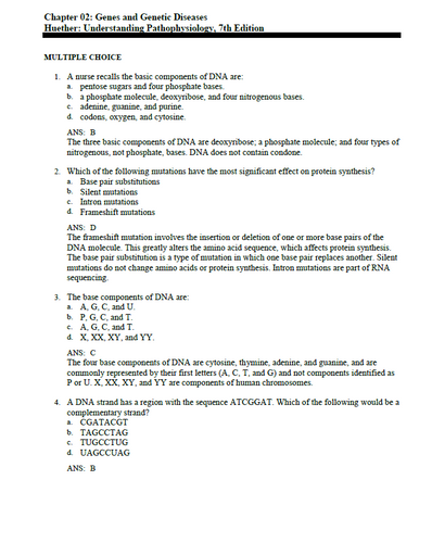 Understanding Pathophysiology 7th Edition Huether McCance TEST BANK