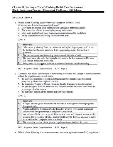 Professional Nursing Concepts and Challenges 10th Edition TEST BANK