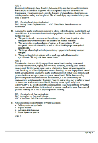 Varcarolis Canadian Psychiatric Mental Health Nursing 3rd Edition Test Bank