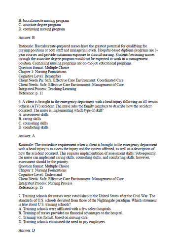 Timby's Fundamental Nursing Skills and Concepts 12th Edition Test Bank