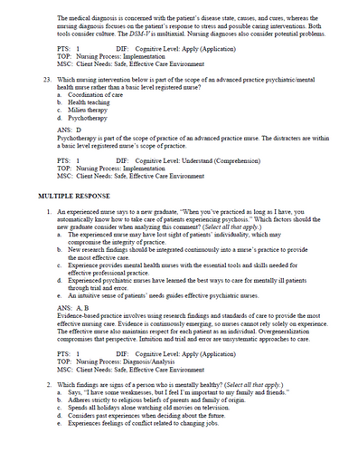 Varcarolis Foundations of Psychiatric Mental Health Nursing 10thEdition TestBank