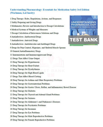 Understanding Pharmacology Essentials for Medication Safety 3rd Edit TEST BANK