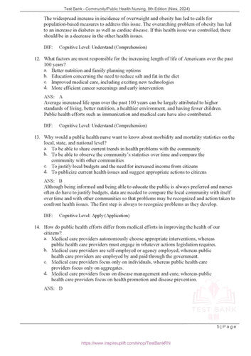 Community Public Health Nursing 8th Edition Nies Melanie McEwen TEST BANK