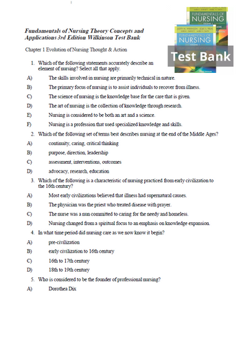 Fundamentals of Nursing Theory Concepts and Applications 3rd Edition Test Bank