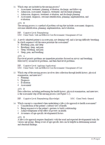 Physical Examination and Health Assessment 4th Canadian Edition Test Bank