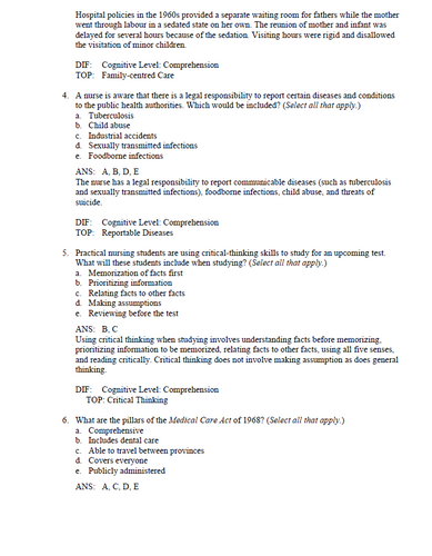 Leifers Introduction to Maternity and Pediatric Nursing in Canada 2e Test Bank