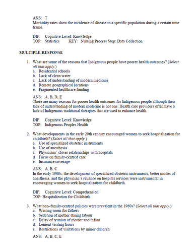 Leifers Introduction to Maternity and Pediatric Nursing in Canada 2e Test Bank