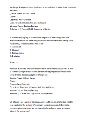 Health Assessment in Nursing 7th Edition Weber - Test Bank