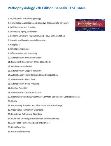 Pathophysiology 7th Edition Banasik TEST BANK