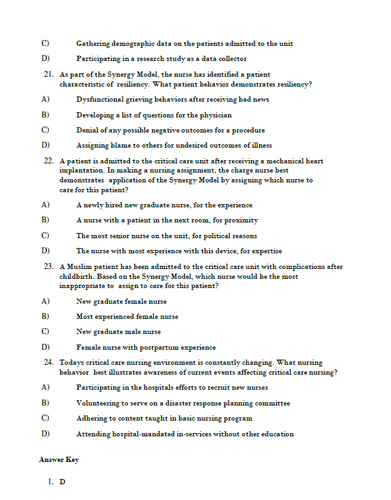 Critical Care Nursing A Holistic Approach 12th Edition Test Bank