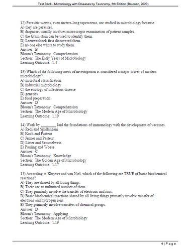 Microbiology with Diseases by Taxonomy 6th Edition TEST BANK