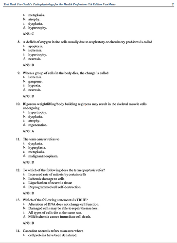 Gould’s Pathophysiology for the Health Professions 7th Edition TEST BANK