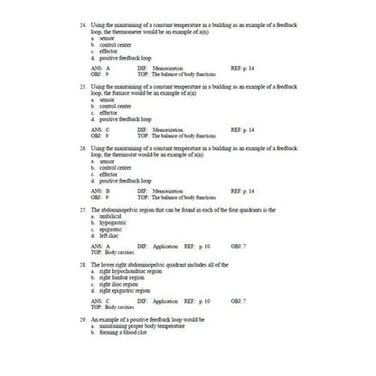 Memmlers Structure & Function of the Human Body 12th Edition Test Bank