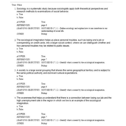 Sociology in Our Times 11th Edition Kendall TEST BANK