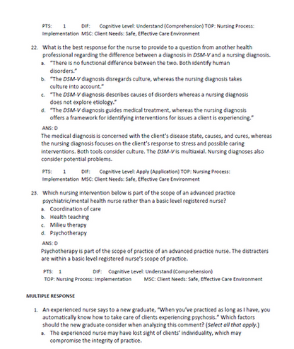 Varcarolis Foundations of Psychiatric Mental Health Nursing 9th Edition Test B