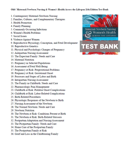 Olds' Maternal Newborn Nursing and Women's Health 11th Edition TEST BANK