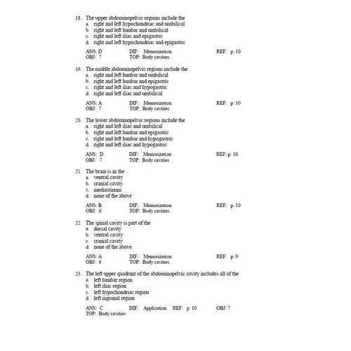 Memmlers Structure & Function of the Human Body 12th Edition Test Bank