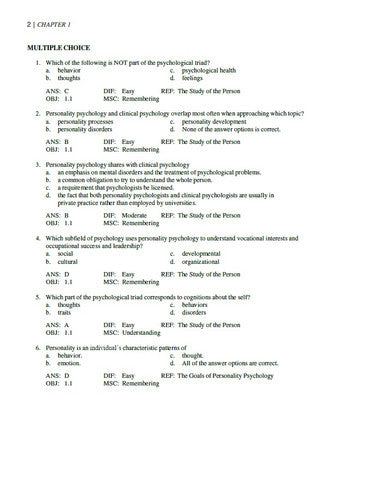 The Personality Puzzle 8th Edition TEST BANK