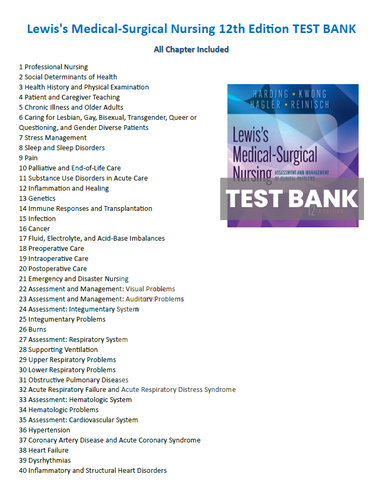 Lewis's Medical Surgical Nursing 12th Edition TEST BANK