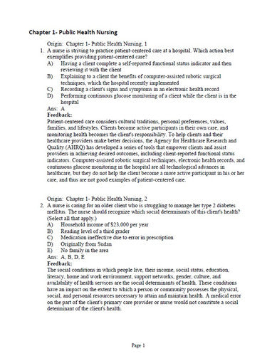 Community and Public Health Nursing Evidence for Practice 3rd Edition TEST BANK