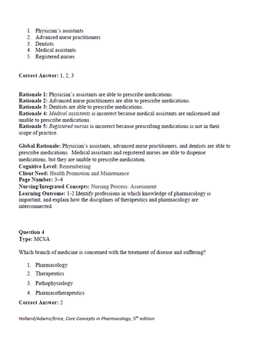 Core Concepts in Pharmacology 5th Edition Holland TEST BANK